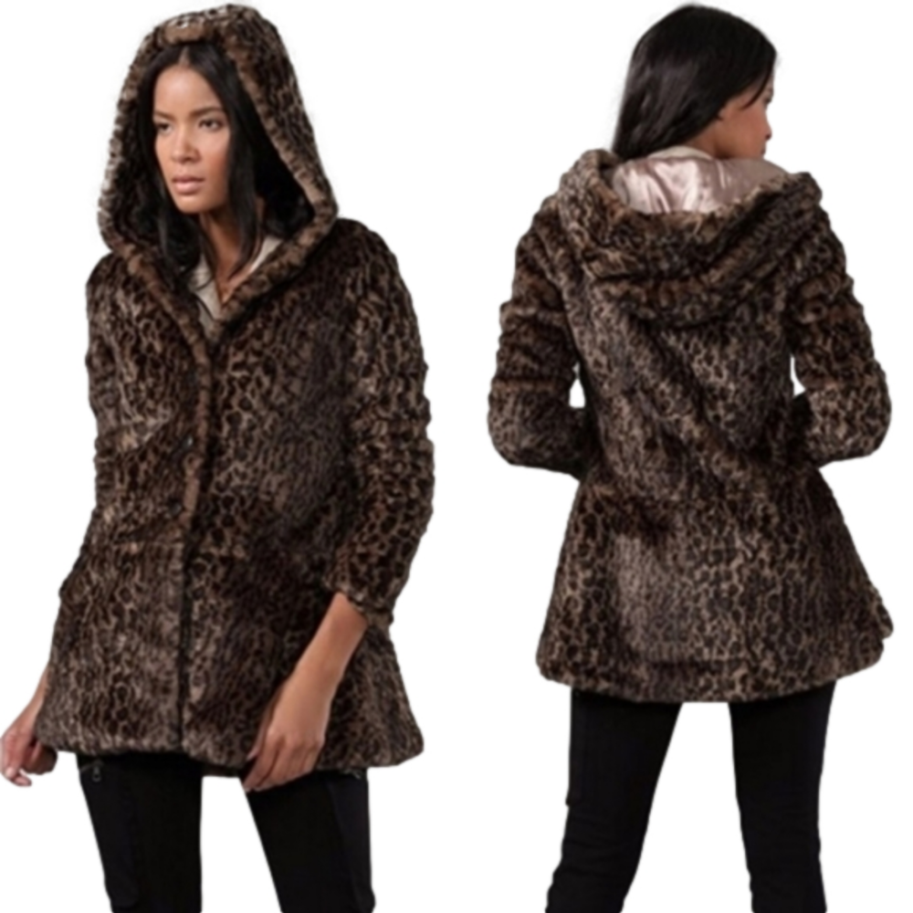 Free People Leopard Print Peplum Coat